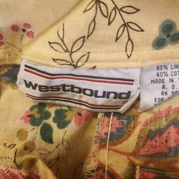 Westbound Vintage Yellow Floral Linen Blend Shorts Size 18 (4369) - Picture 3 of 5